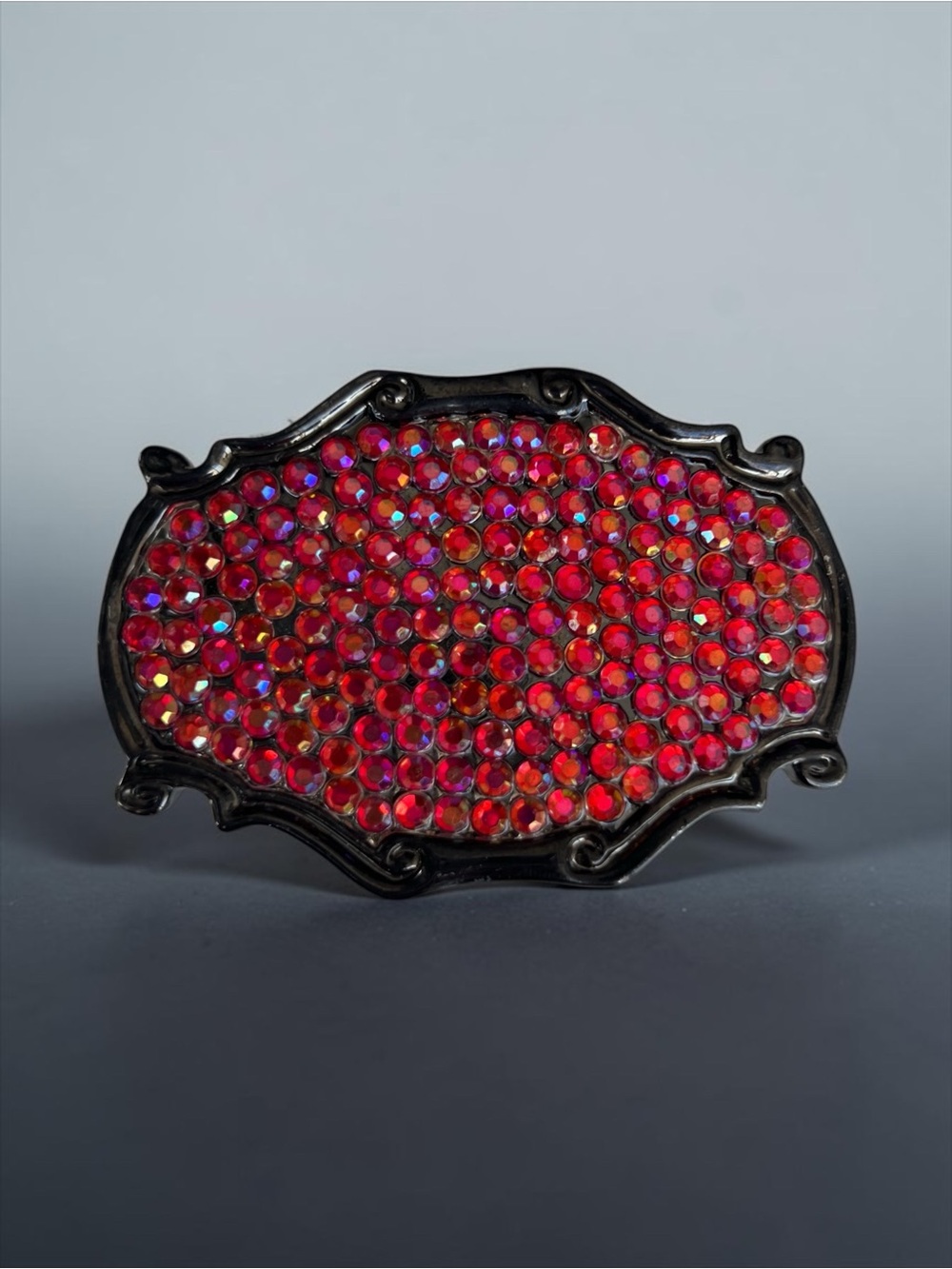 ๐ Iridescent Red Rhinestone Statement Belt Buckle ๐